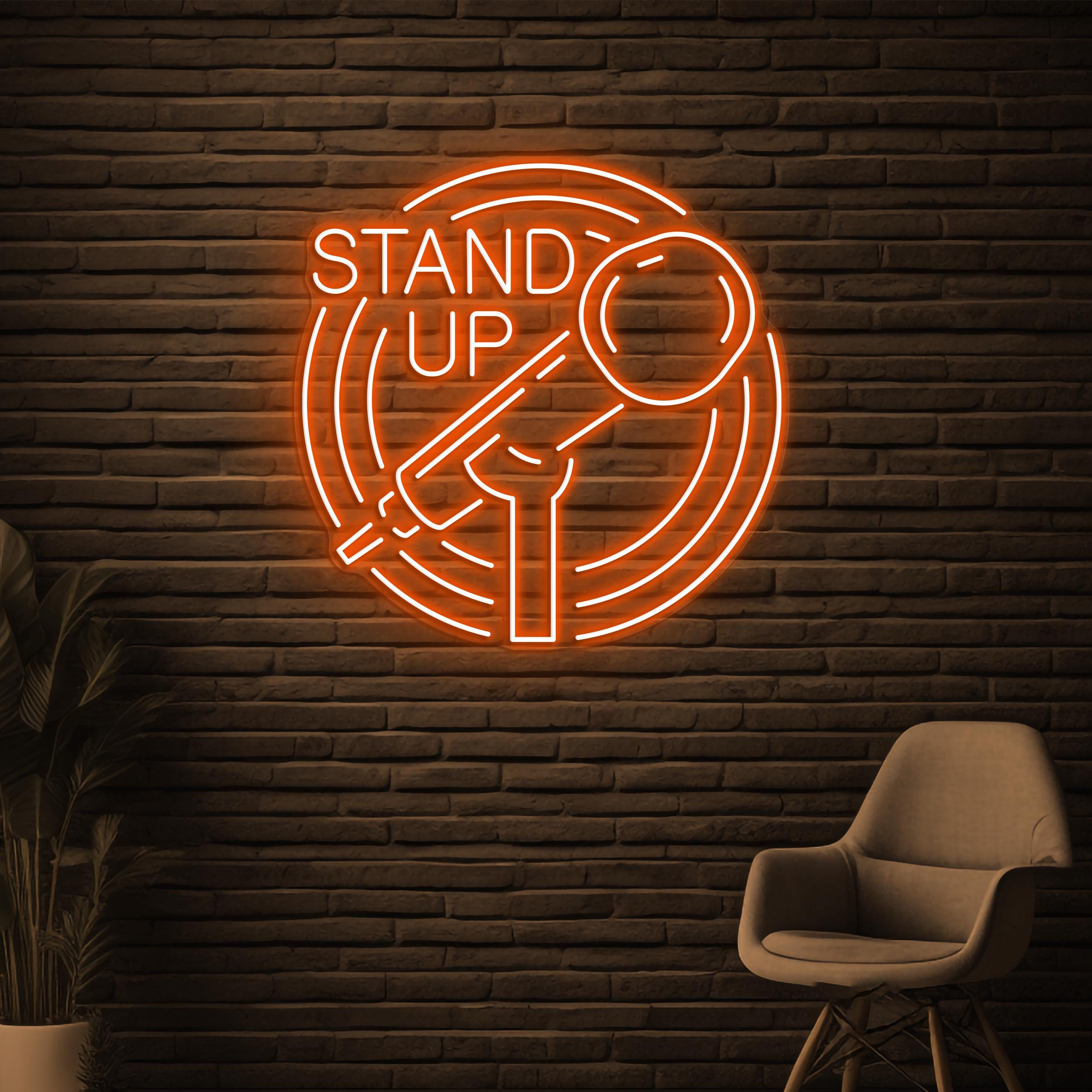 Stand Up Neon Sign, Stand Up LED Light, Stand Up Mic Wall Decor, Comedy Wall Art, Microphone Neon Light, Concert Led Sign, Podcast Neon Sign