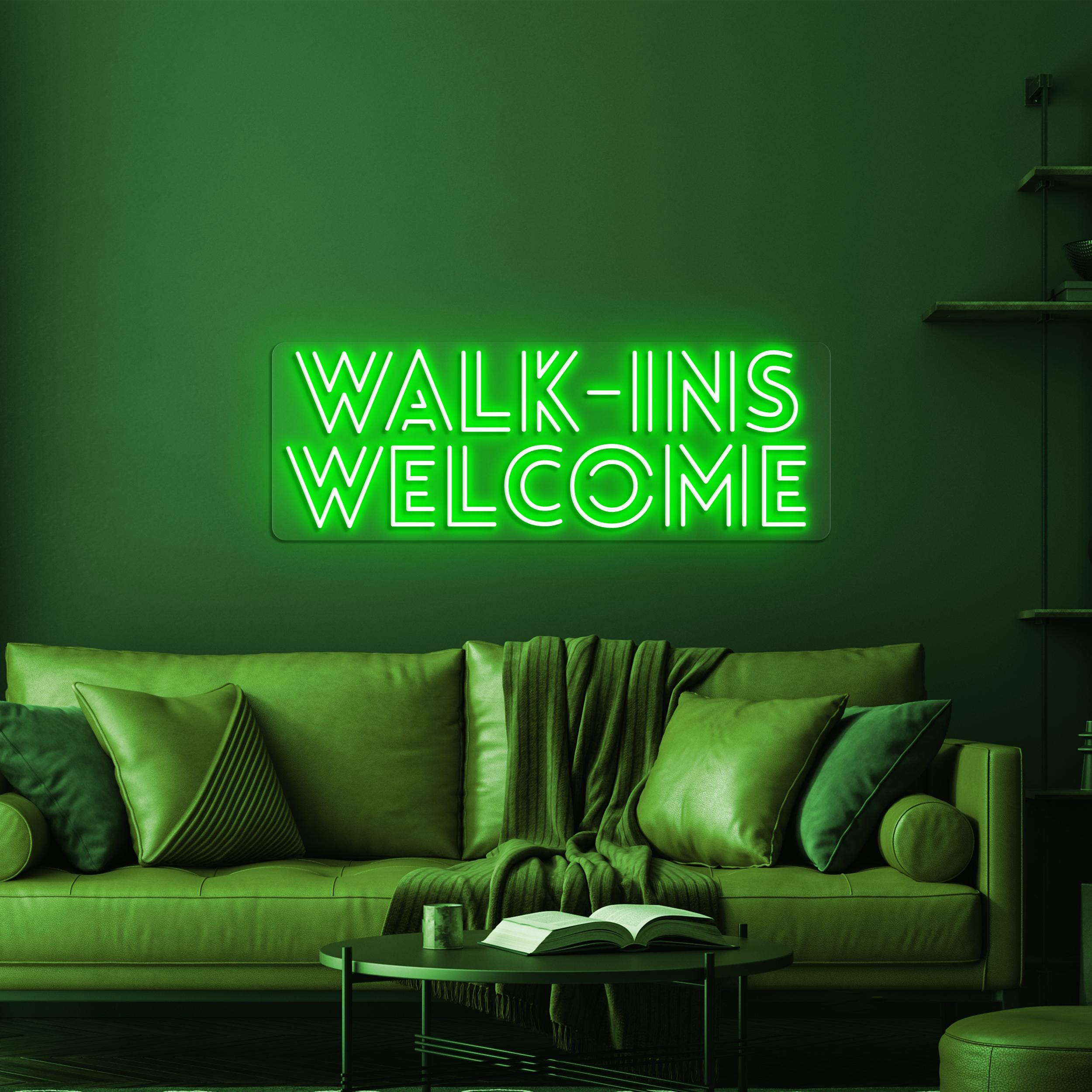 Walk-Ins Welcome Neon Sign, Walk-Ins Welcome LED Light, Welcome Wall Decor, Personalized Neon Sign, Open Shop Sign, Open Business Logo Art