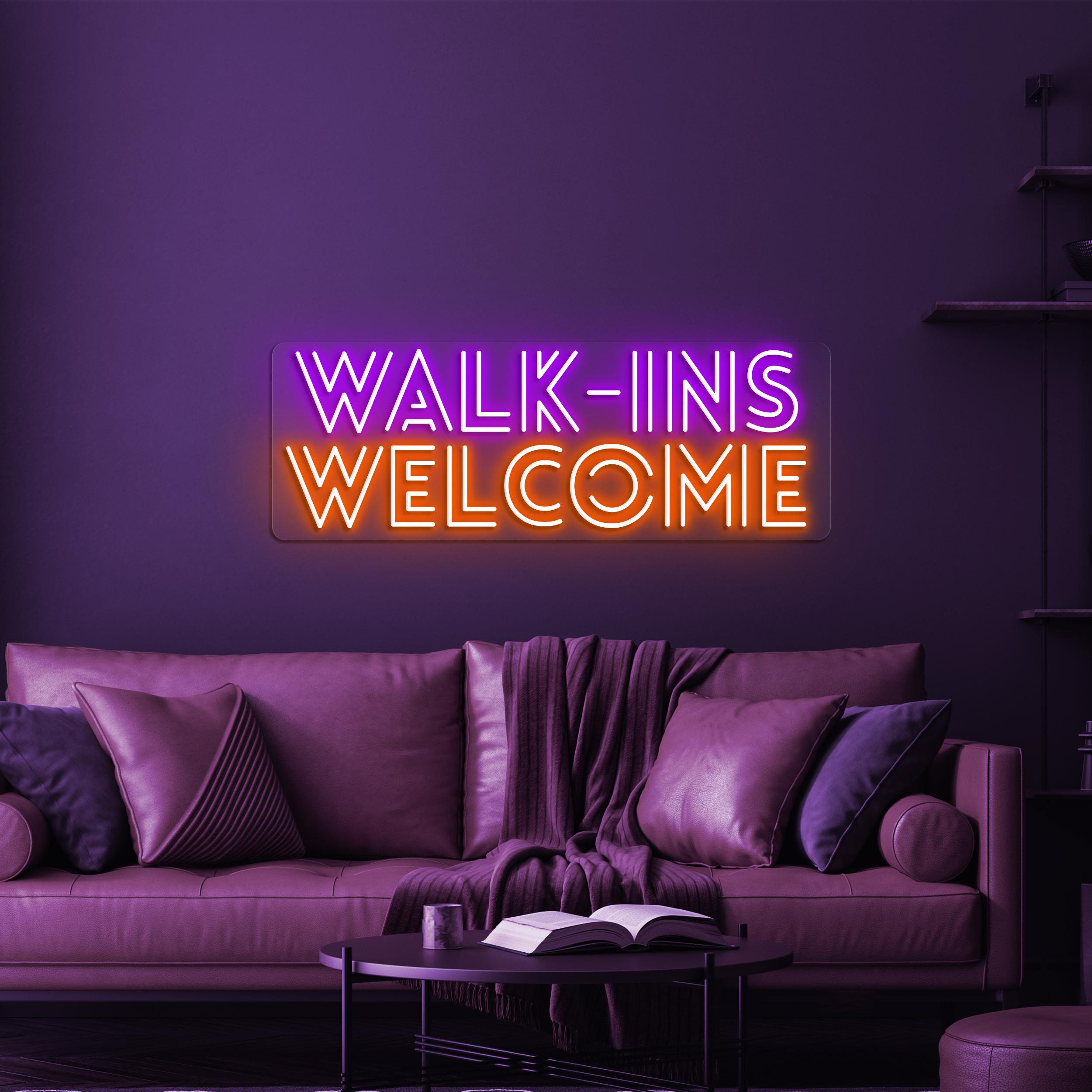 Walk-Ins Welcome Neon Sign, Walk-Ins Welcome LED Light, Welcome Wall Decor, Personalized Neon Sign, Open Shop Sign, Open Business Logo Art