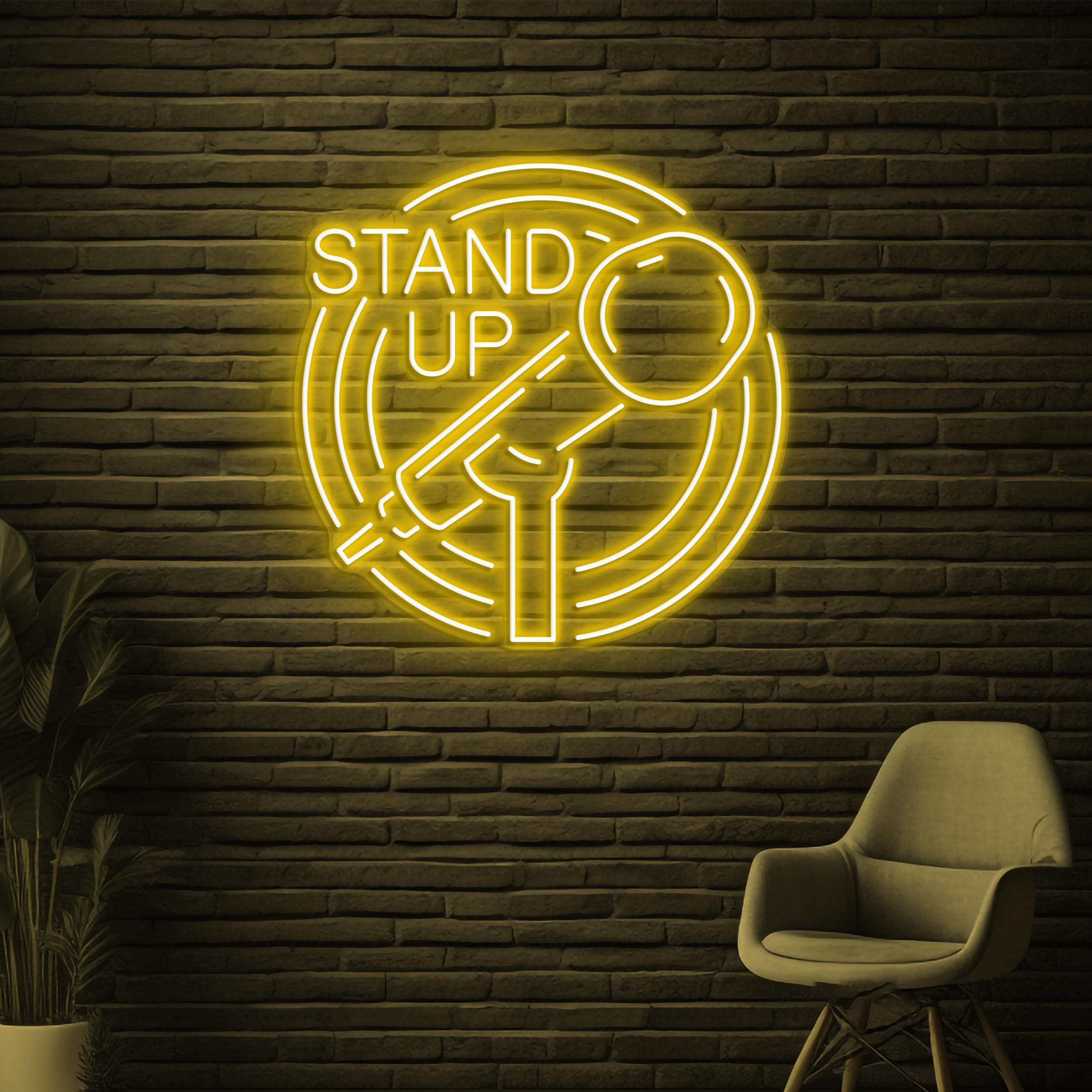 Stand Up Neon Sign, Stand Up LED Light, Stand Up Mic Wall Decor, Comedy Wall Art, Microphone Neon Light, Concert Led Sign, Podcast Neon Sign