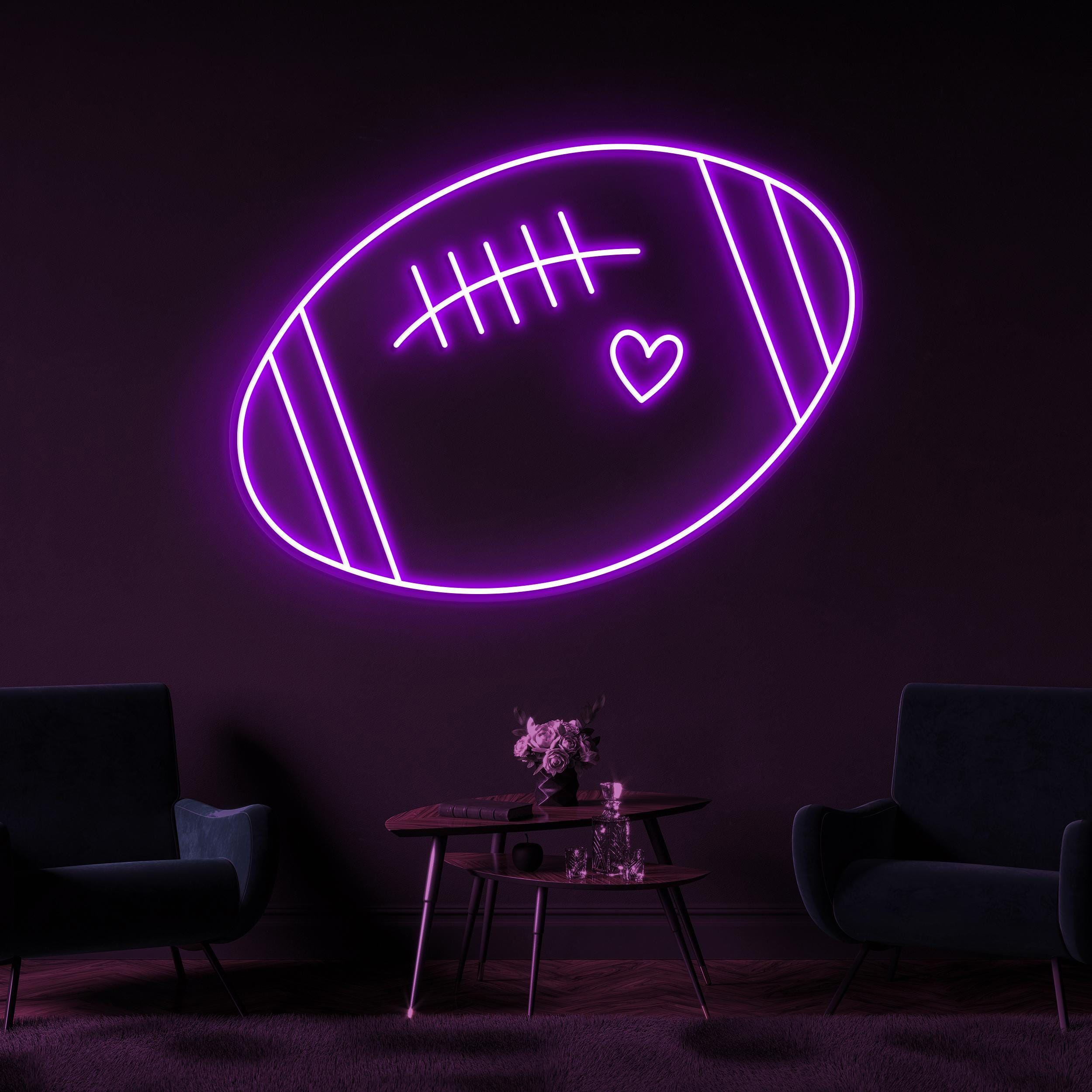 Football Neon Sign, Football LED Light, Football with Heart Wall Decor, Football Club Wall Art, American Football Neon Art, Sports Shop Sign