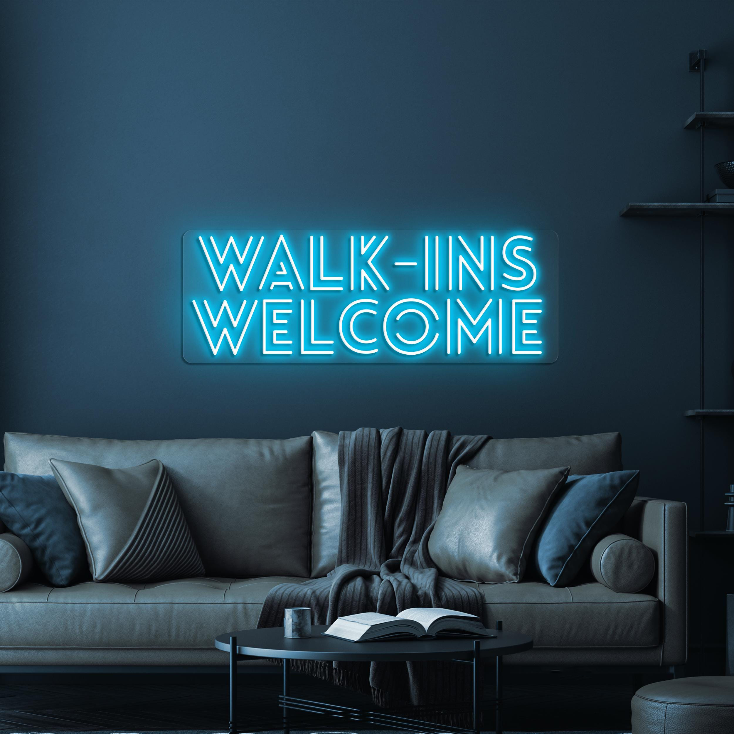 Walk-Ins Welcome Neon Sign, Walk-Ins Welcome LED Light, Welcome Wall Decor, Personalized Neon Sign, Open Shop Sign, Open Business Logo Art