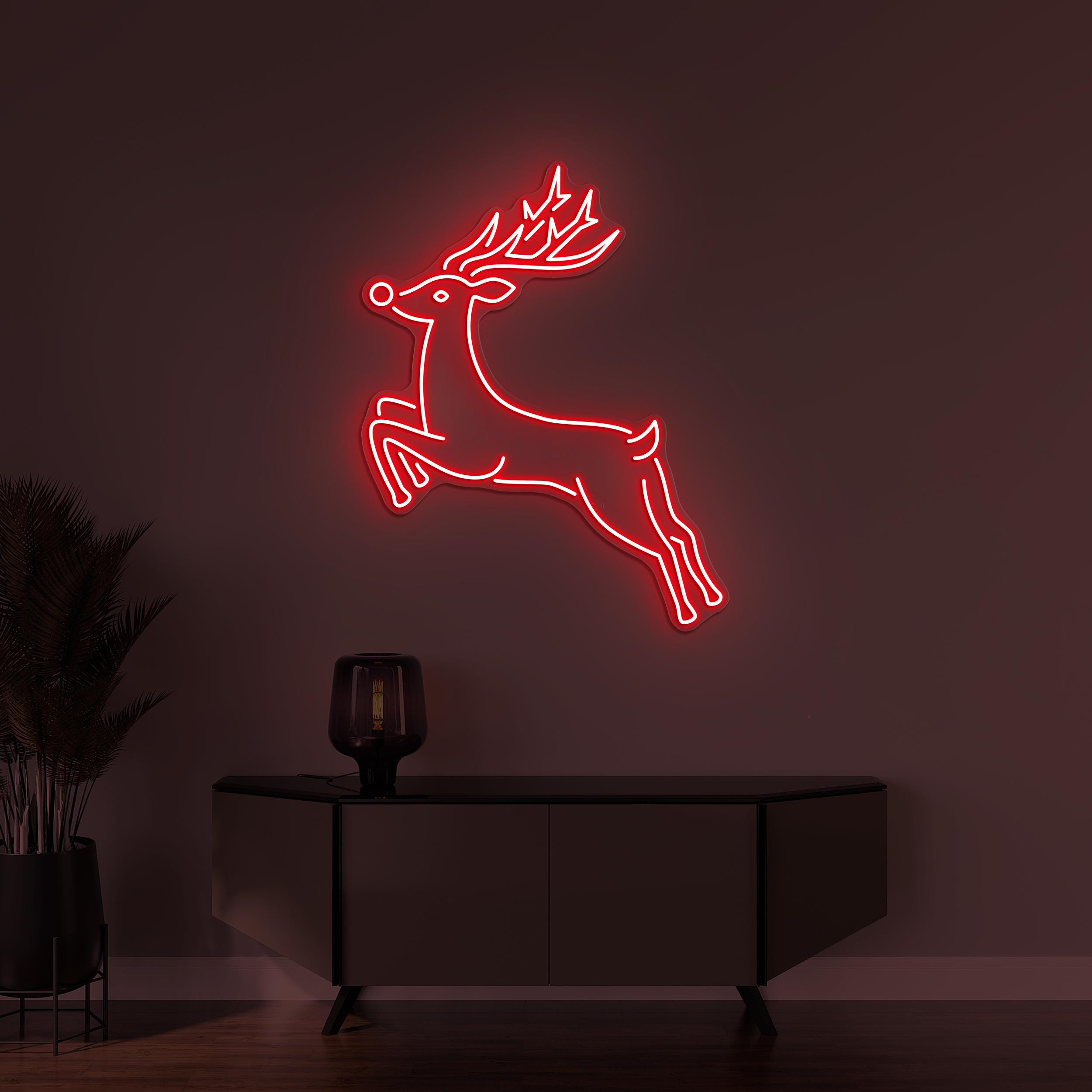 Deer Neon Sign, Deer Running LED Light, Reindeer Wall Decor, Kids Room Neon Light, Zoo Neon Light, Animal Shop Neon Decor, Deer Lover Gift