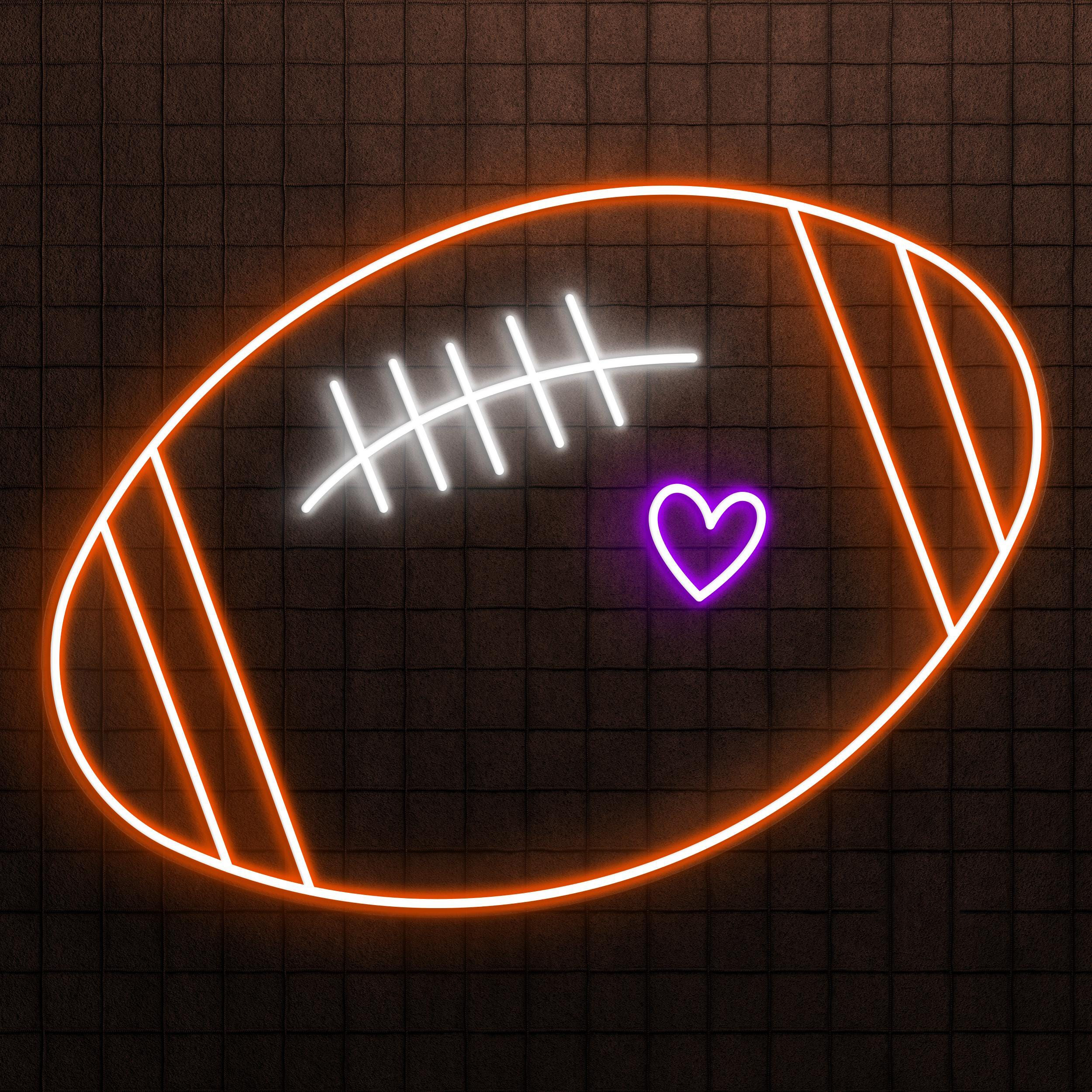 Football Neon Sign, Football LED Light, Football with Heart Wall Decor, Football Club Wall Art, American Football Neon Art, Sports Shop Sign