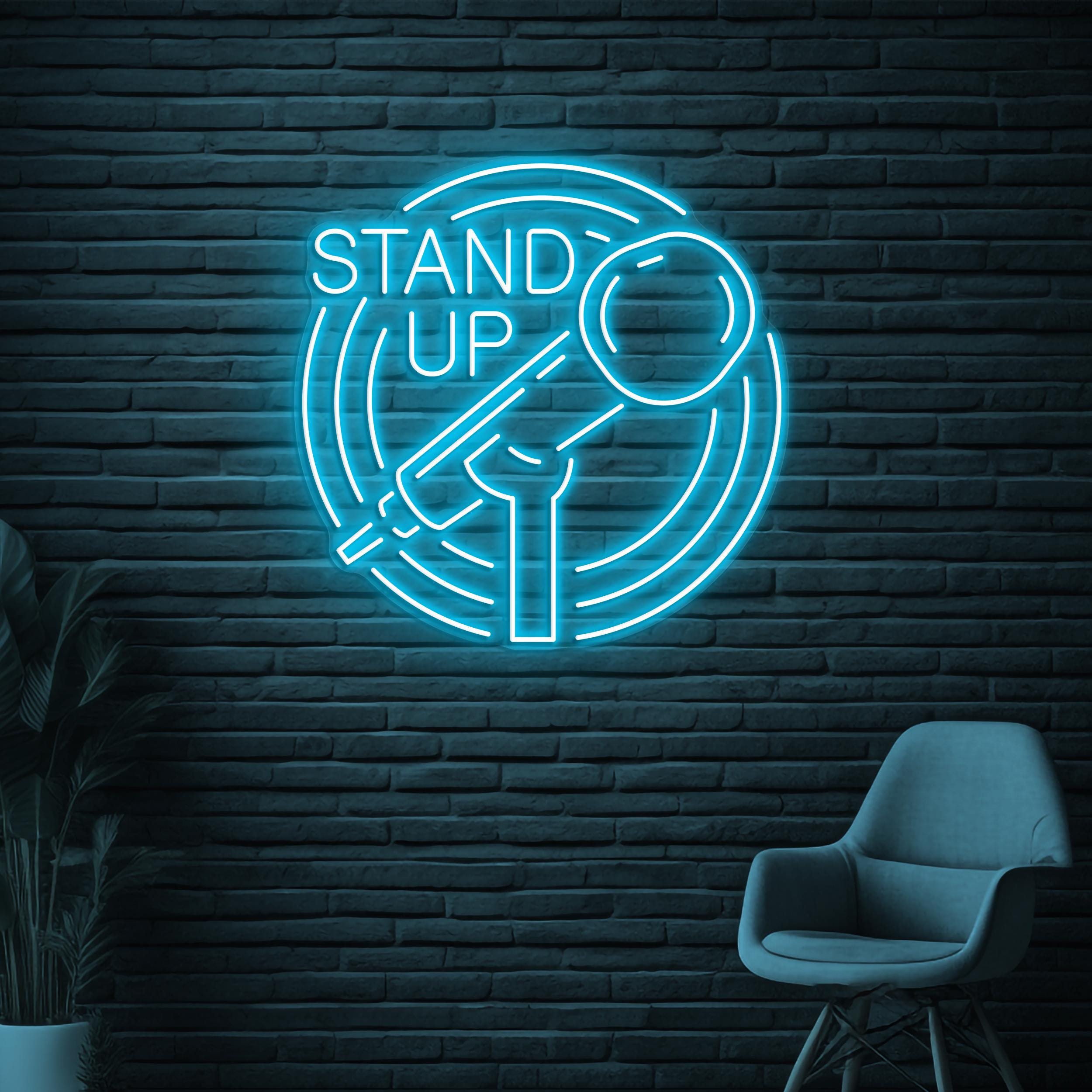 Stand Up Neon Sign, Stand Up LED Light, Stand Up Mic Wall Decor, Comedy Wall Art, Microphone Neon Light, Concert Led Sign, Podcast Neon Sign