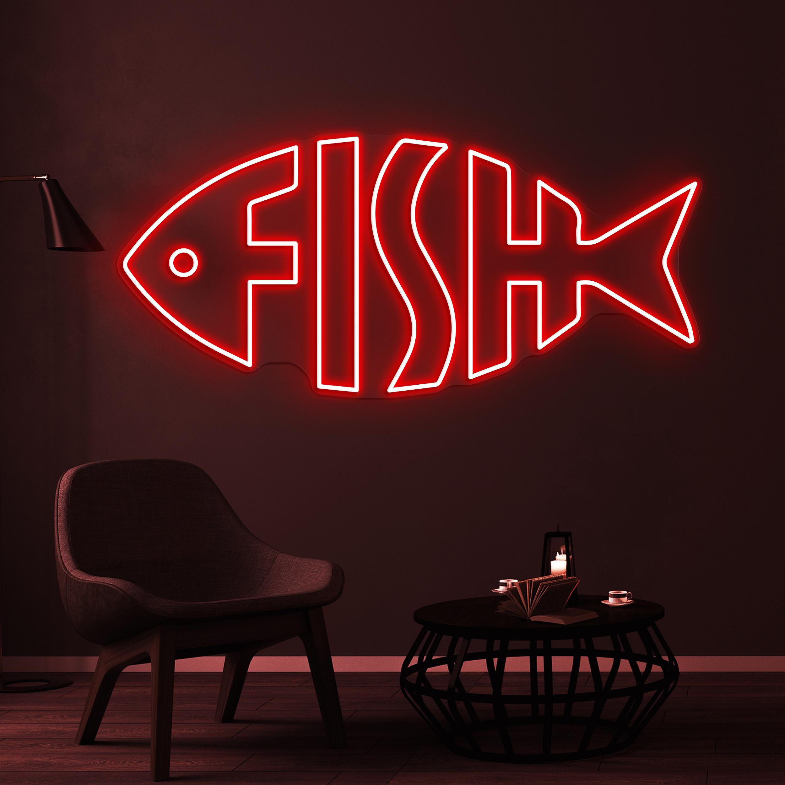 Fish Neon Sign, Fish LED Light, Fish Logo Wall Art, Fish Shop Wall Decor, Ocean Restaurants Neon Light, Home Wall Light, Fish Farms Wall Art