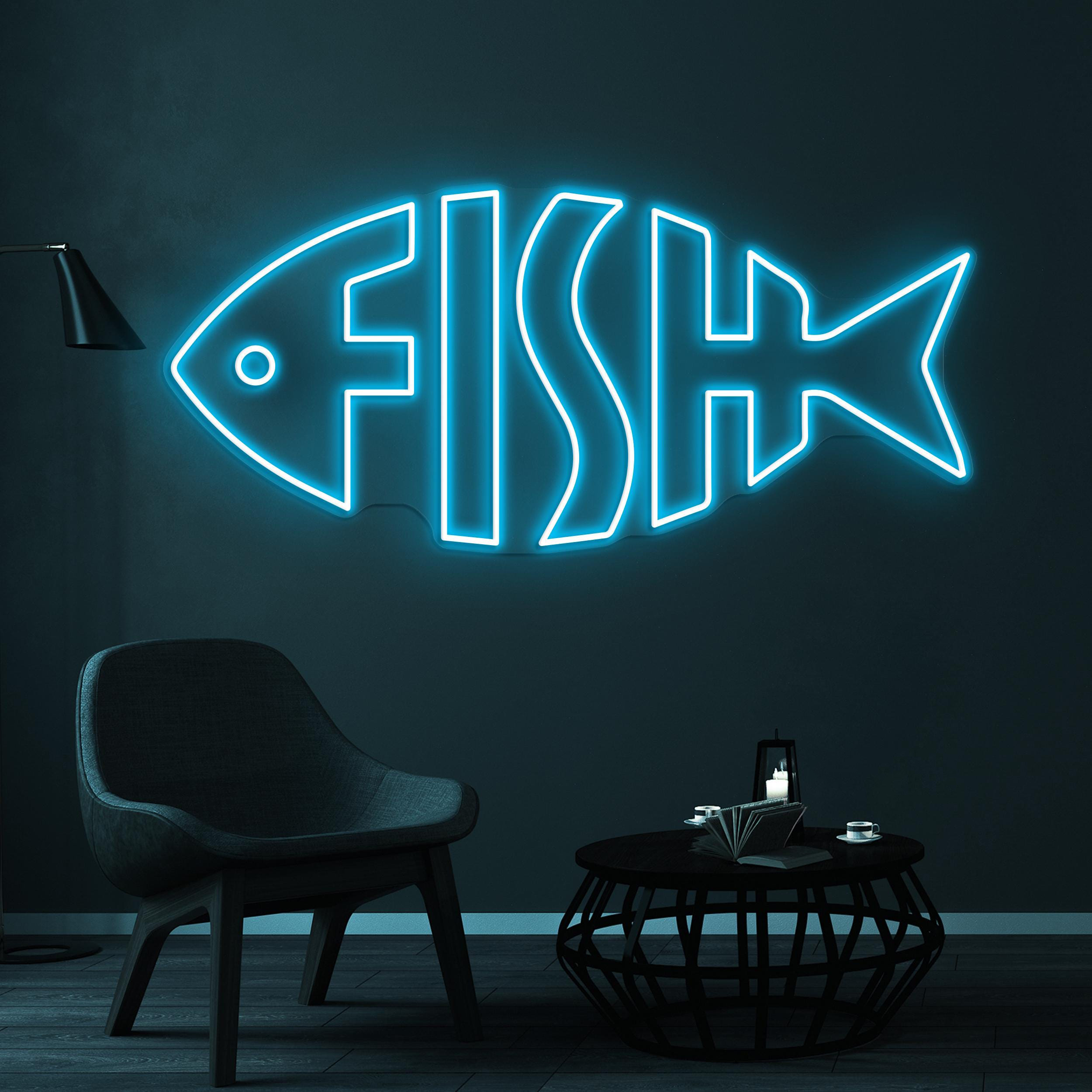 Fish Neon Sign, Fish LED Light, Fish Logo Wall Art, Fish Shop Wall Decor, Ocean Restaurants Neon Light, Home Wall Light, Fish Farms Wall Art