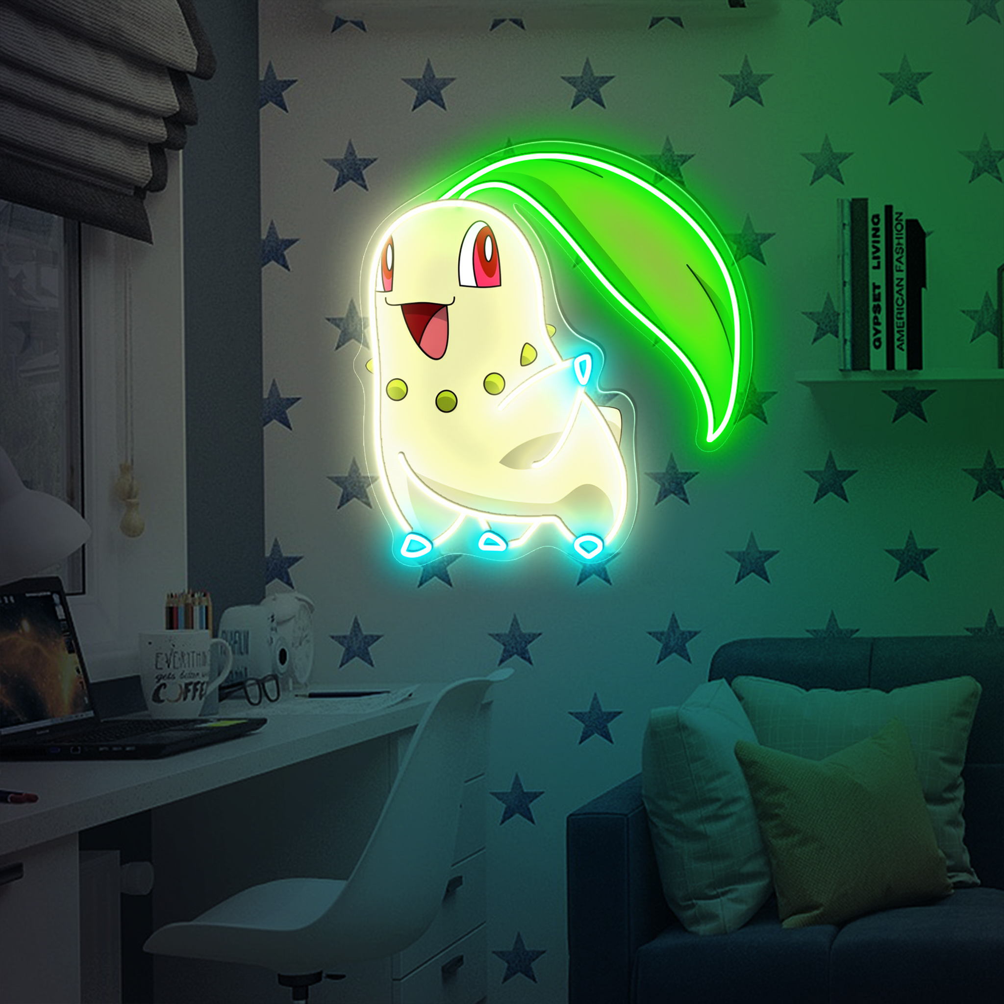 Chikorita Pokemon UV Sign