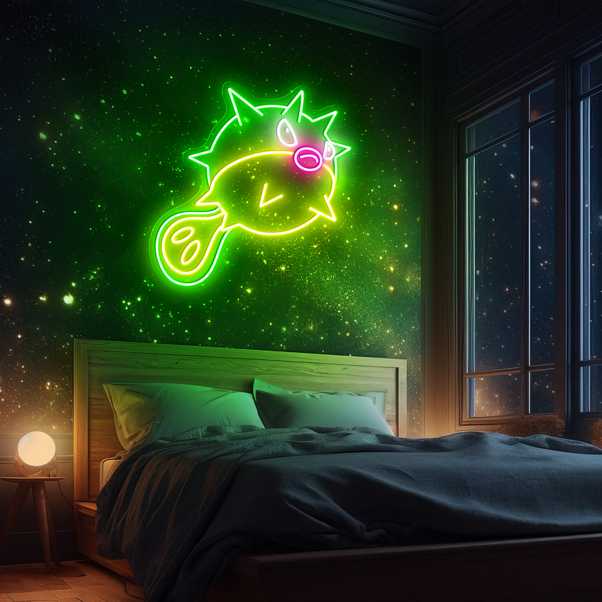 Qwilfish Pokemon Neon Sign