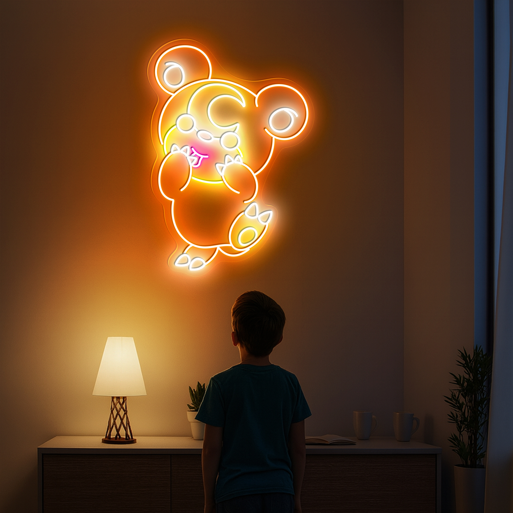 Teddiursa Pokemon Neon Signs