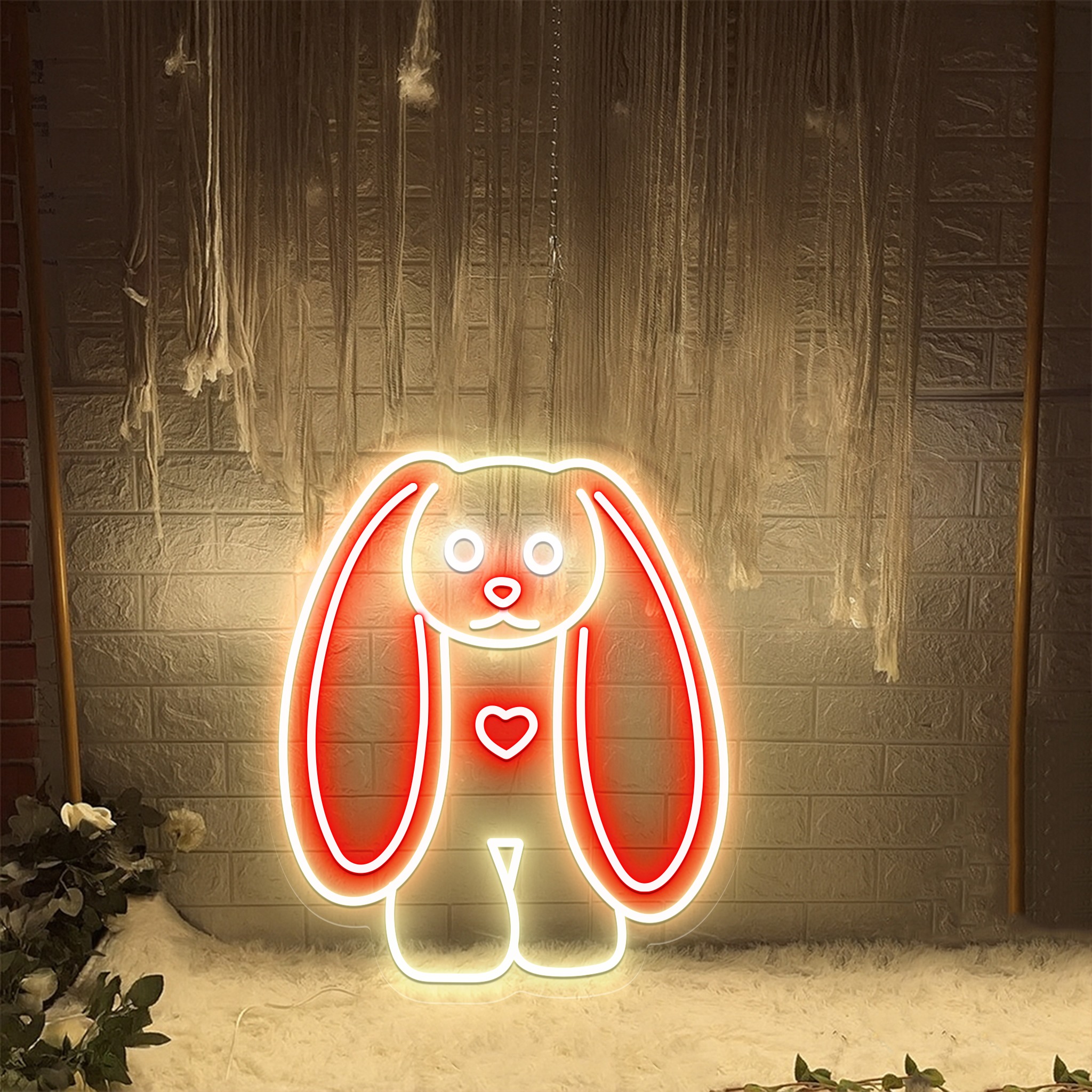 Piglette Bunny Plush Neon Sign