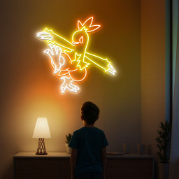 Combusken Pokemon Neon Sign