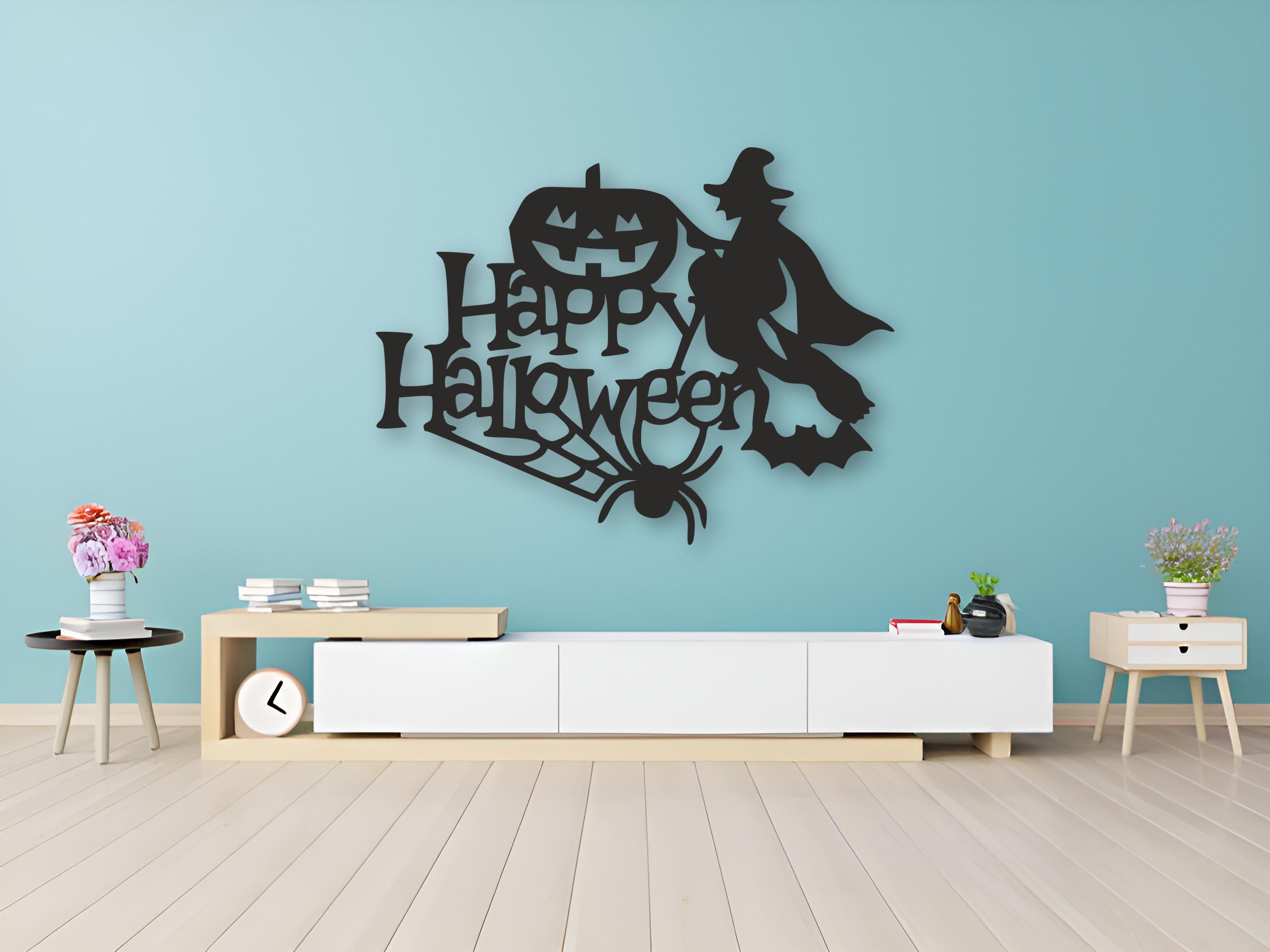 Metal Happy Halloween Sign – Halloween Wall Hanging Decor