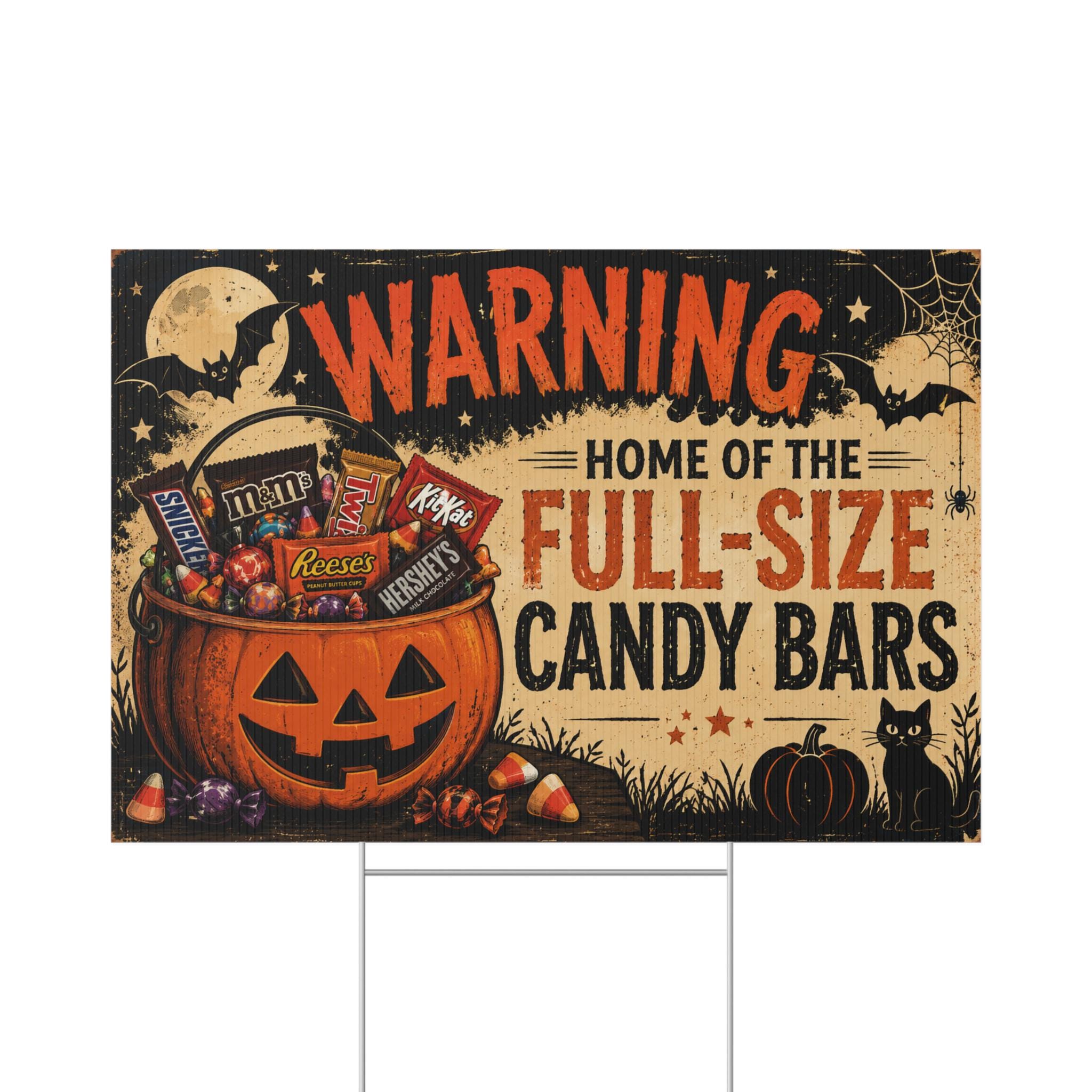 Halloween Lawn Sign|Halloween Candy Bar Lawn Sign|Trick or Treat Outdoor Halloween Decor|Halloween Yard Sign||Full Size Candy Bars|Halloween