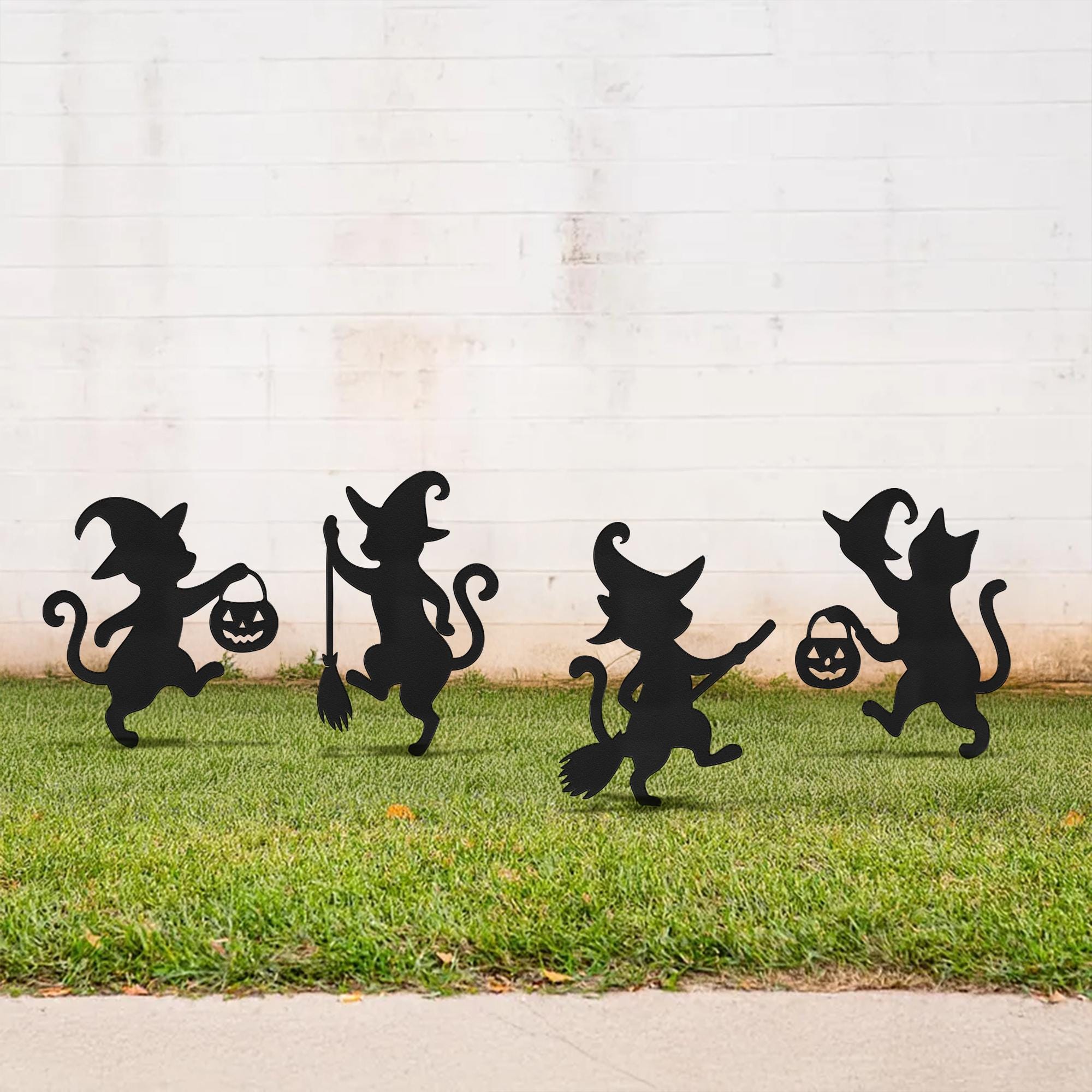 Halloween Cat Metal Yard Stake, Dancing Cat Sign, Witch Cat Garden Decor, Halloween Outdoor Decoration, Halloween Party Yard Sign