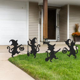 Halloween Cat Metal Yard Stake, Dancing Cat Sign, Witch Cat Garden Decor, Halloween Outdoor Decoration, Halloween Party Yard Sign