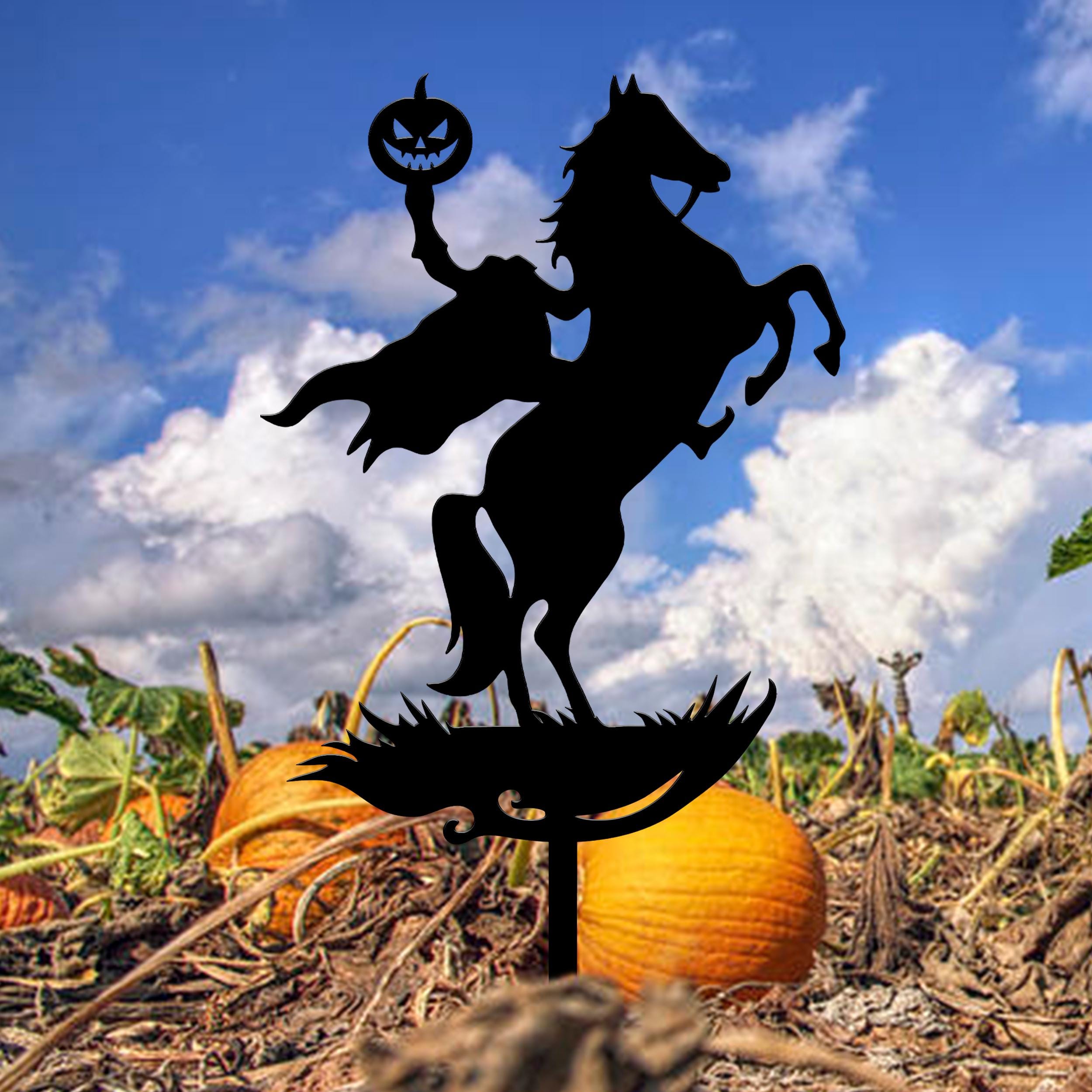 Headless Horseman Metal Yard Stake, Halloween Garden Stake, Halloween Garden Art, Spooky Decor, Outdoor Halloween Decor, Halloween Gifts