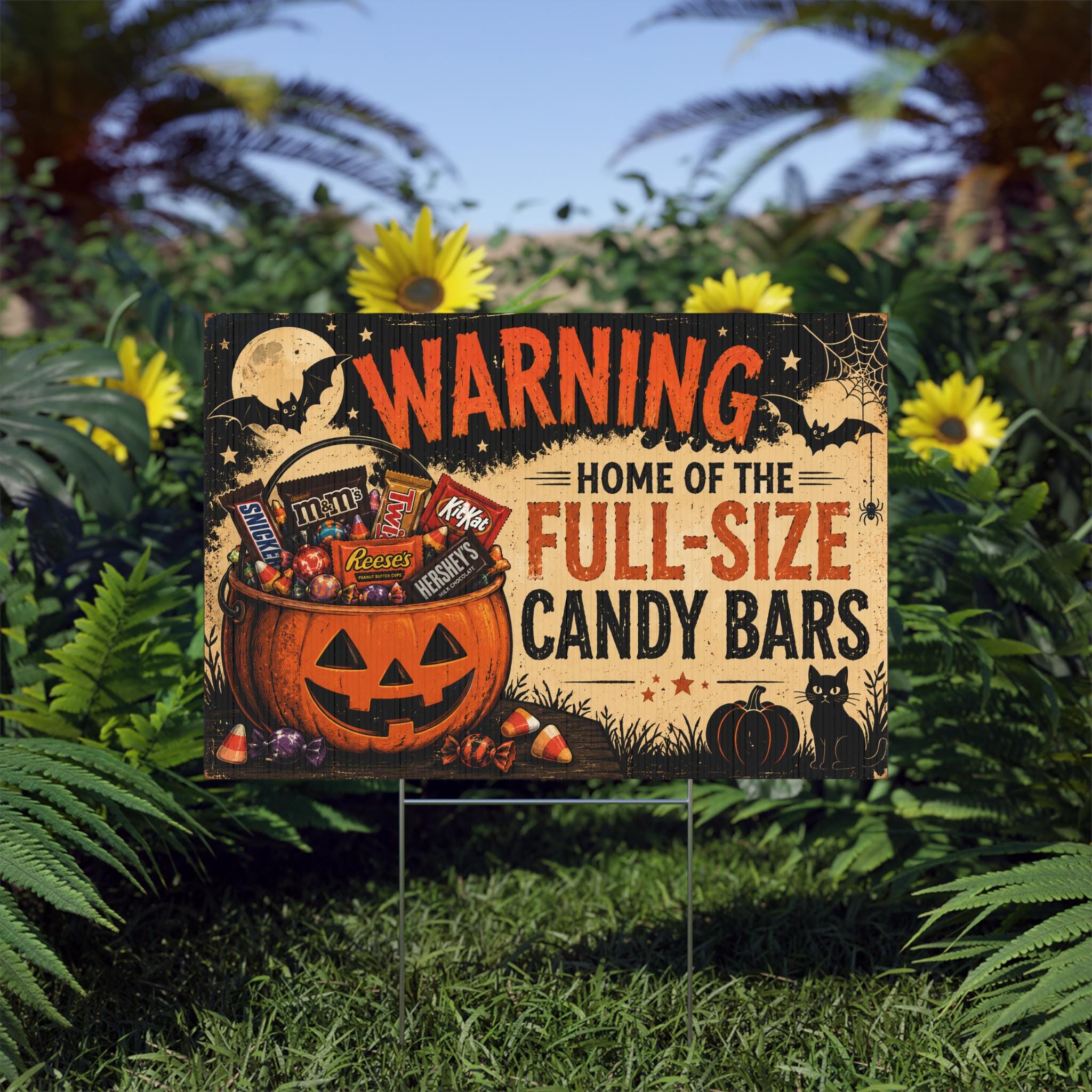 Halloween Lawn Sign|Halloween Candy Bar Lawn Sign|Trick or Treat Outdoor Halloween Decor|Halloween Yard Sign||Full Size Candy Bars|Halloween