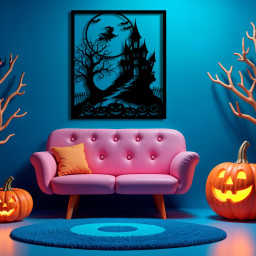 Halloween Metal Wall Art: Witch, Haunted House, Pumpkin & Bats