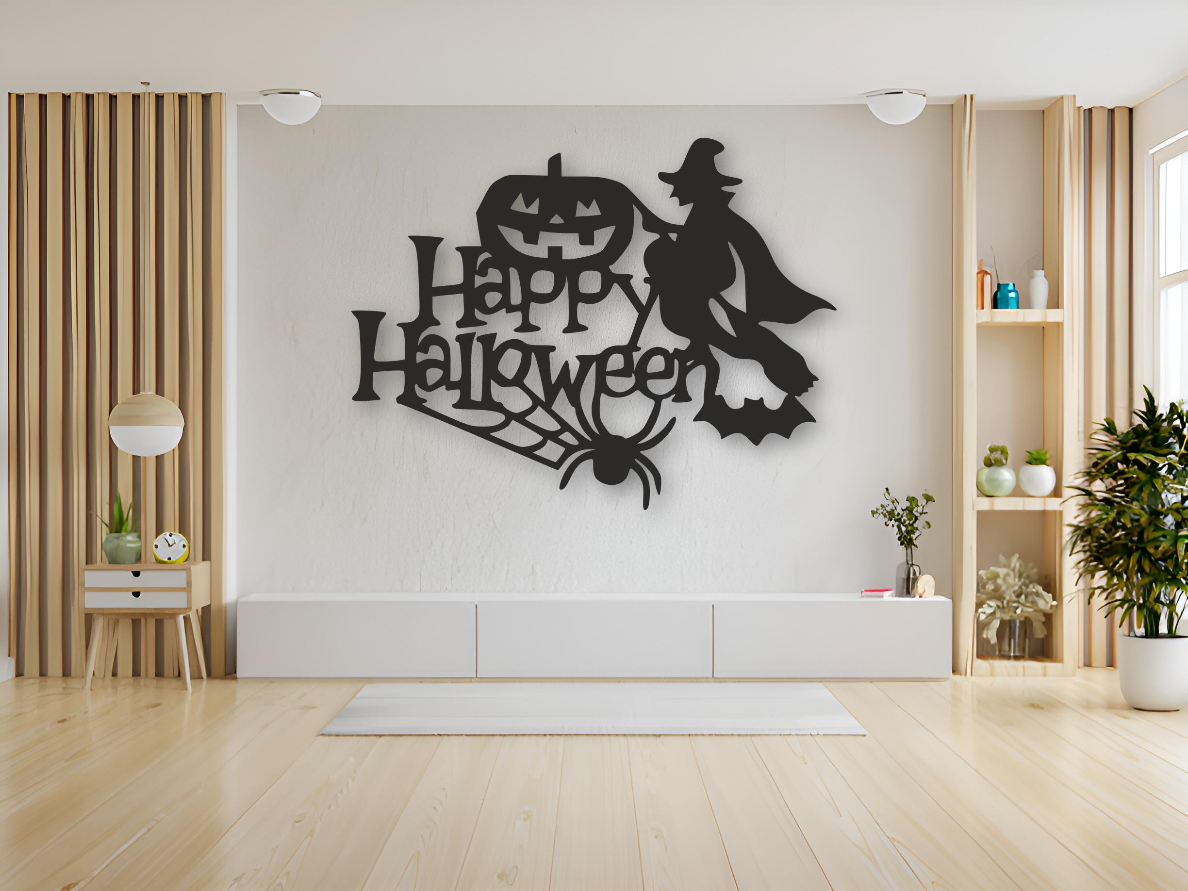 Metal Happy Halloween Sign – Halloween Wall Hanging Decor