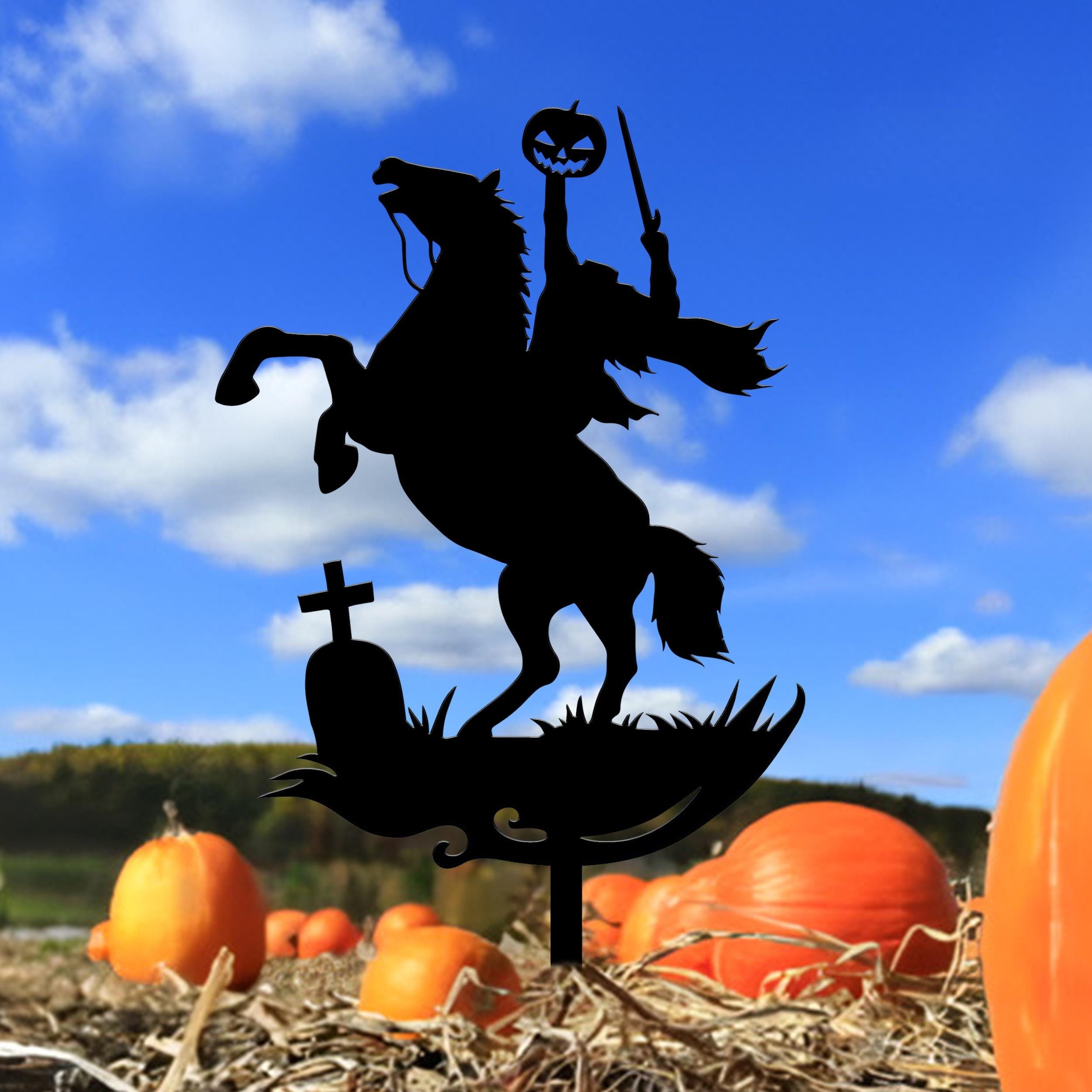 Headless Horseman Metal Yard Stake, Halloween Garden Stake, Halloween Garden Art, Spooky Decor, Outdoor Halloween Decor, Halloween Gifts