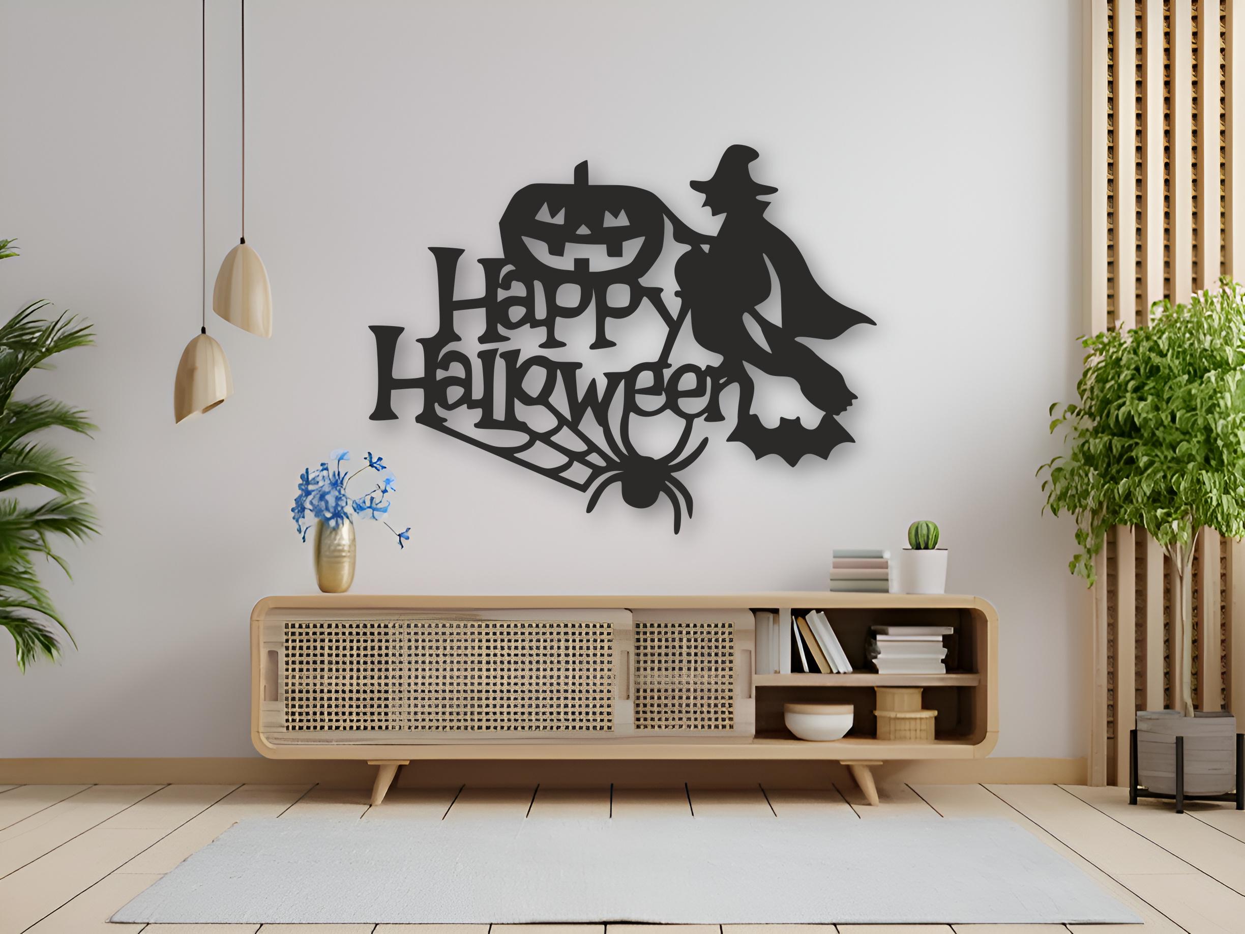 Metal Happy Halloween Sign – Halloween Wall Hanging Decor