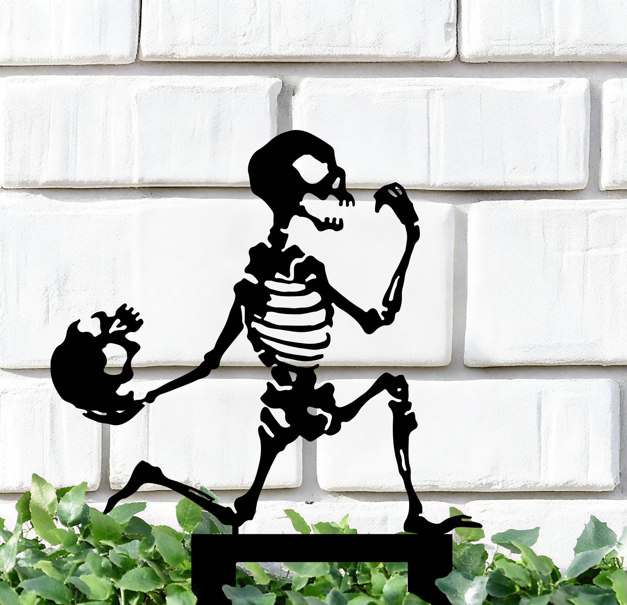Skeleton Halloween Garden Sign, Halloween Outdoor Skeleton Decor, Funny Halloween Yard Art, Halloween Yard Stakes,Halloween Metal lawn Sign