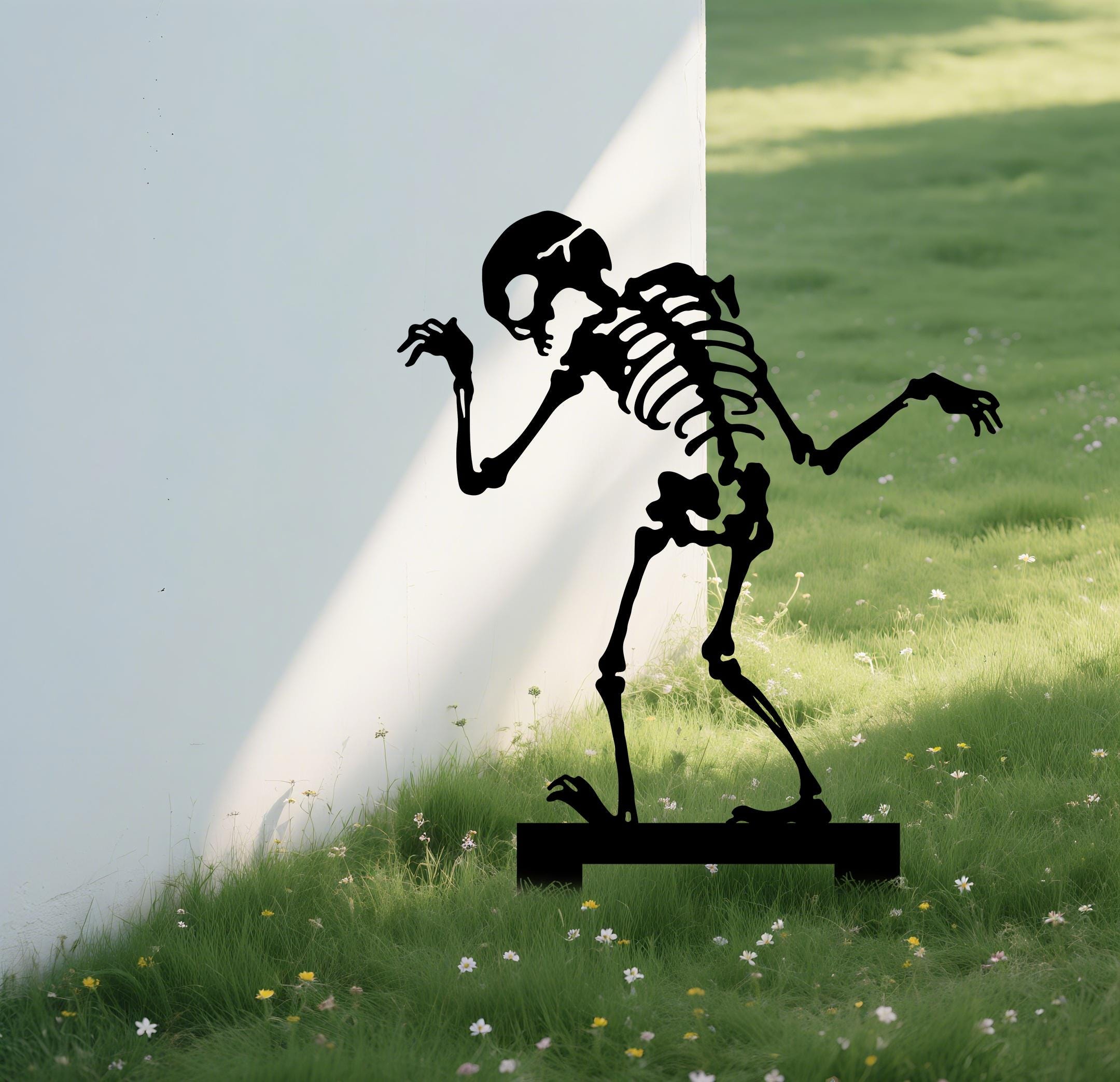 Skeleton Halloween Garden Sign, Halloween Outdoor Skeleton Decor, Funny Halloween Yard Art, Halloween Yard Stakes,Halloween Metal lawn Sign