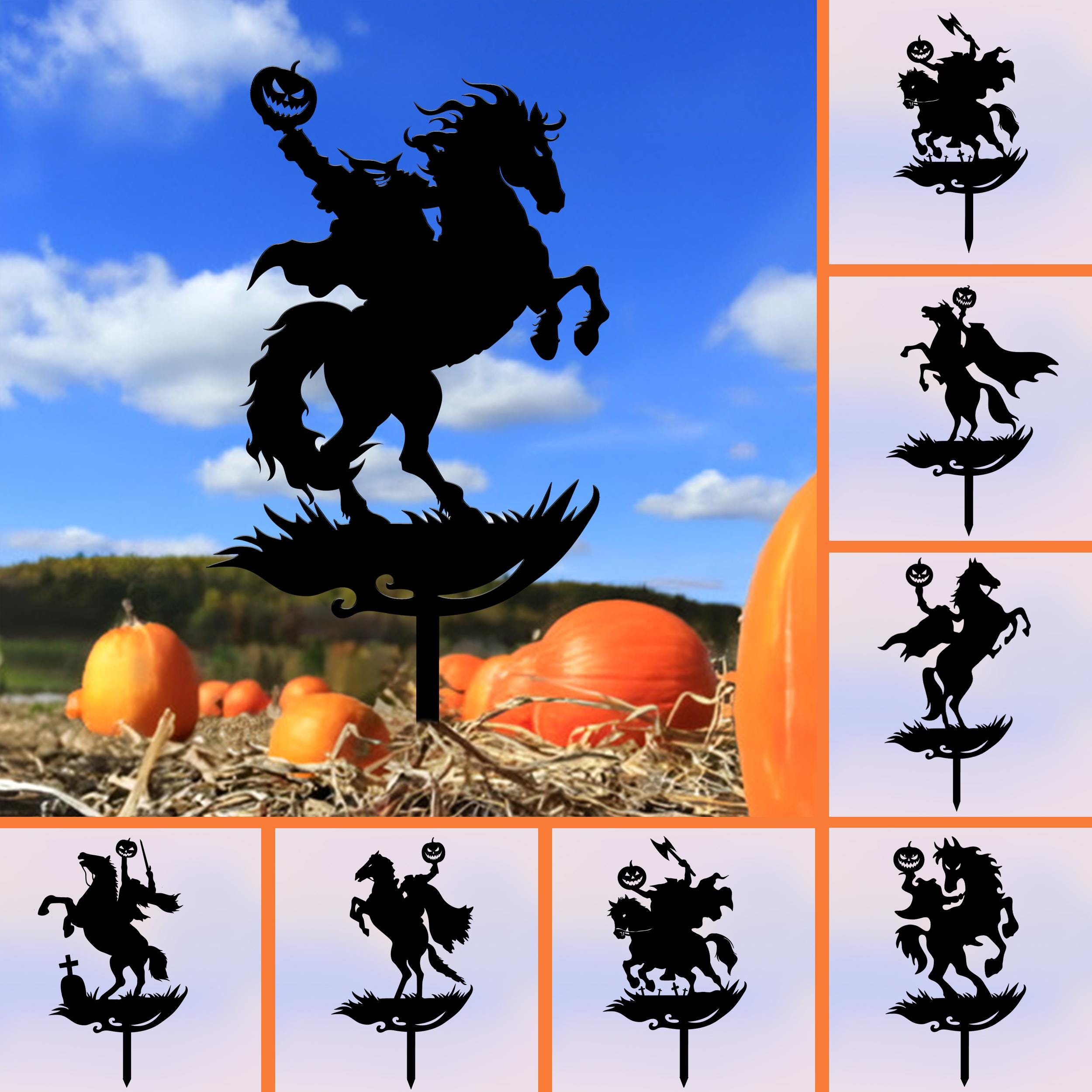 Headless Horseman Metal Yard Stake, Halloween Garden Stake, Halloween Garden Art, Spooky Decor, Outdoor Halloween Decor, Halloween Gifts