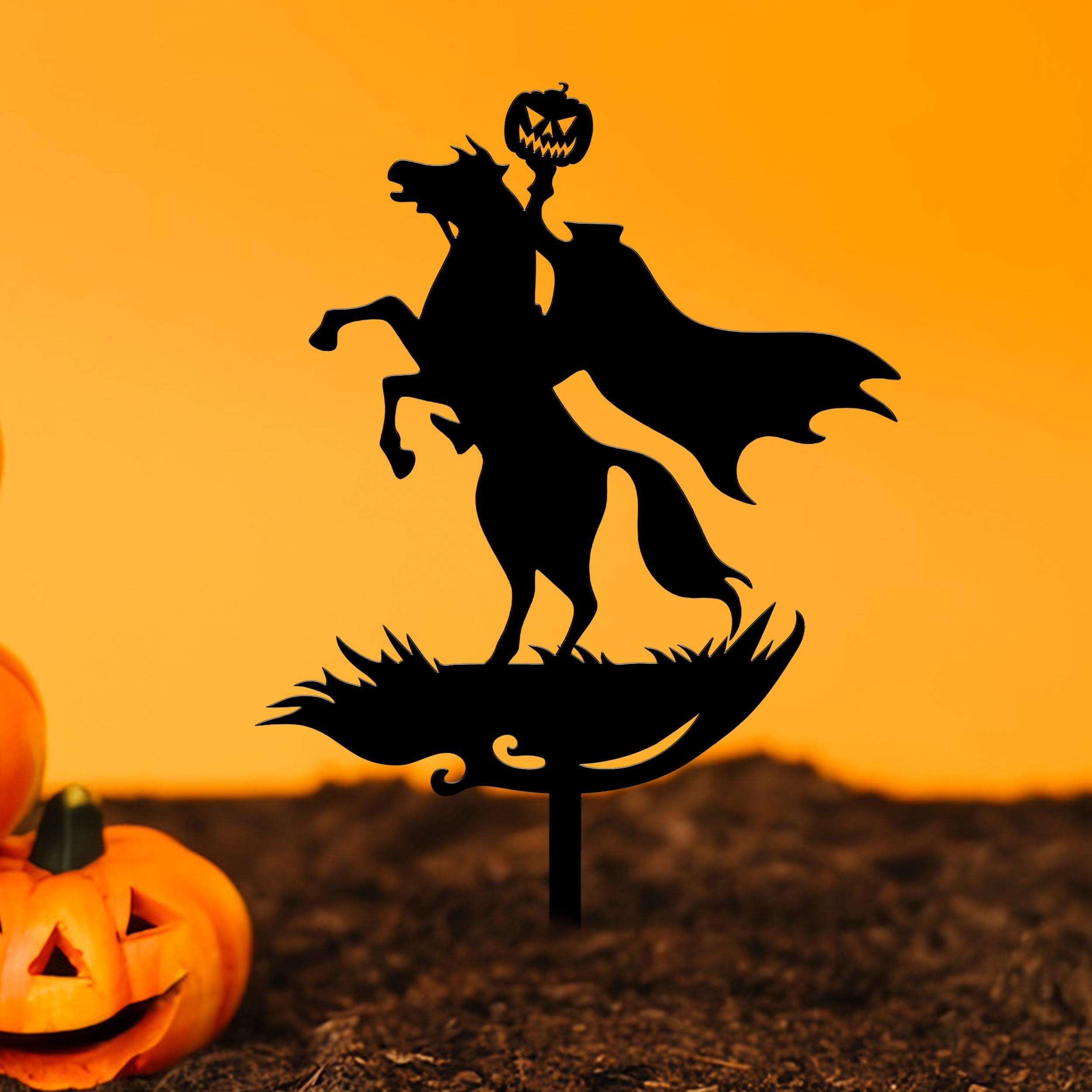 Headless Horseman Metal Yard Stake, Halloween Garden Stake, Halloween Garden Art, Spooky Decor, Outdoor Halloween Decor, Halloween Gifts
