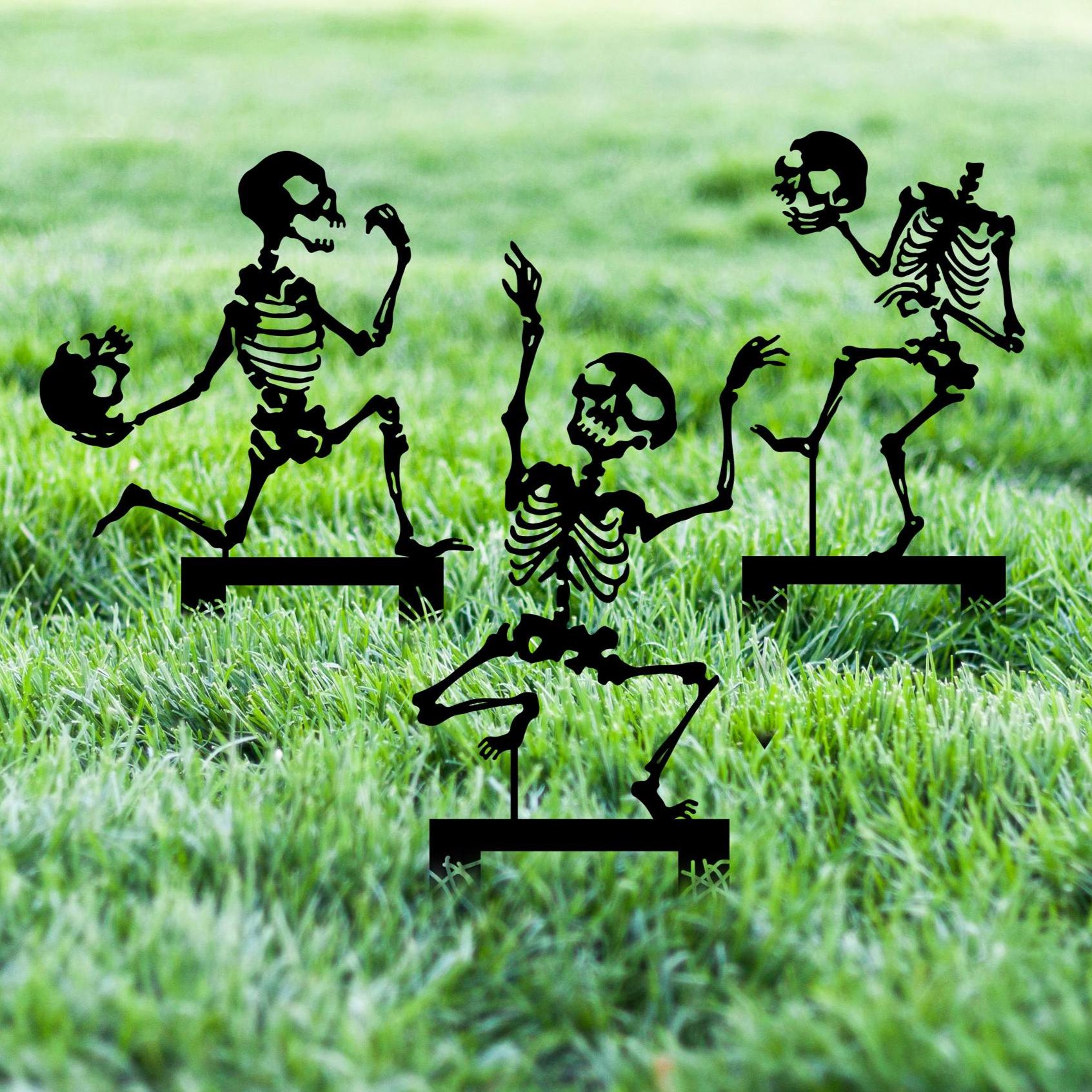 Skeleton Halloween Garden Sign, Halloween Outdoor Skeleton Decor, Funny Halloween Yard Art, Halloween Yard Stakes,Halloween Metal lawn Sign