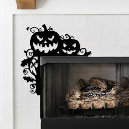 Halloween Metal Corner Sign – Spooky Door and Wall Decor with Cats, Bats, Witches, Pumpkins & Ghosts for Indoor Outdoor