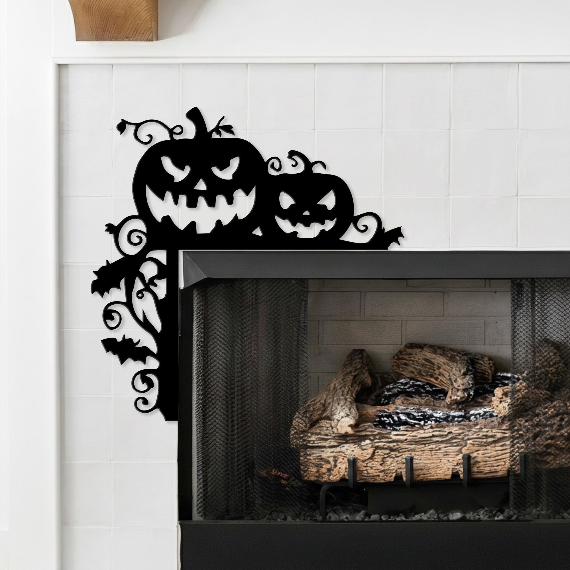 Halloween Metal Corner Sign – Spooky Door and Wall Decor with Cats, Bats, Witches, Pumpkins & Ghosts for Indoor Outdoor