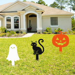 Metal Halloween Garden Stake,Pumpkin Ghost Cat Sign,Halloween Yard Decor,Halloween Gift,Funny Outdoor Decor,Lawn Sign,Trick Or Treat Decor