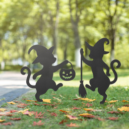Halloween Cat Metal Yard Stake, Dancing Cat Sign, Witch Cat Garden Decor, Halloween Outdoor Decoration, Halloween Party Yard Sign